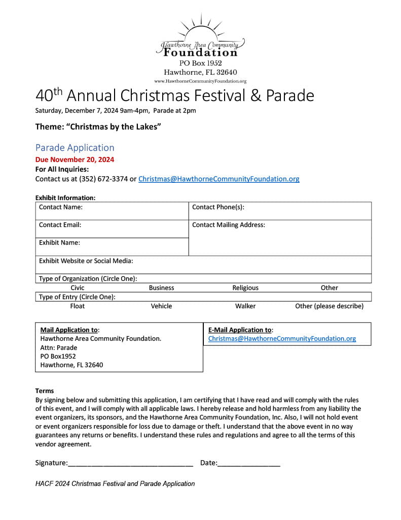 Parade Participation Application